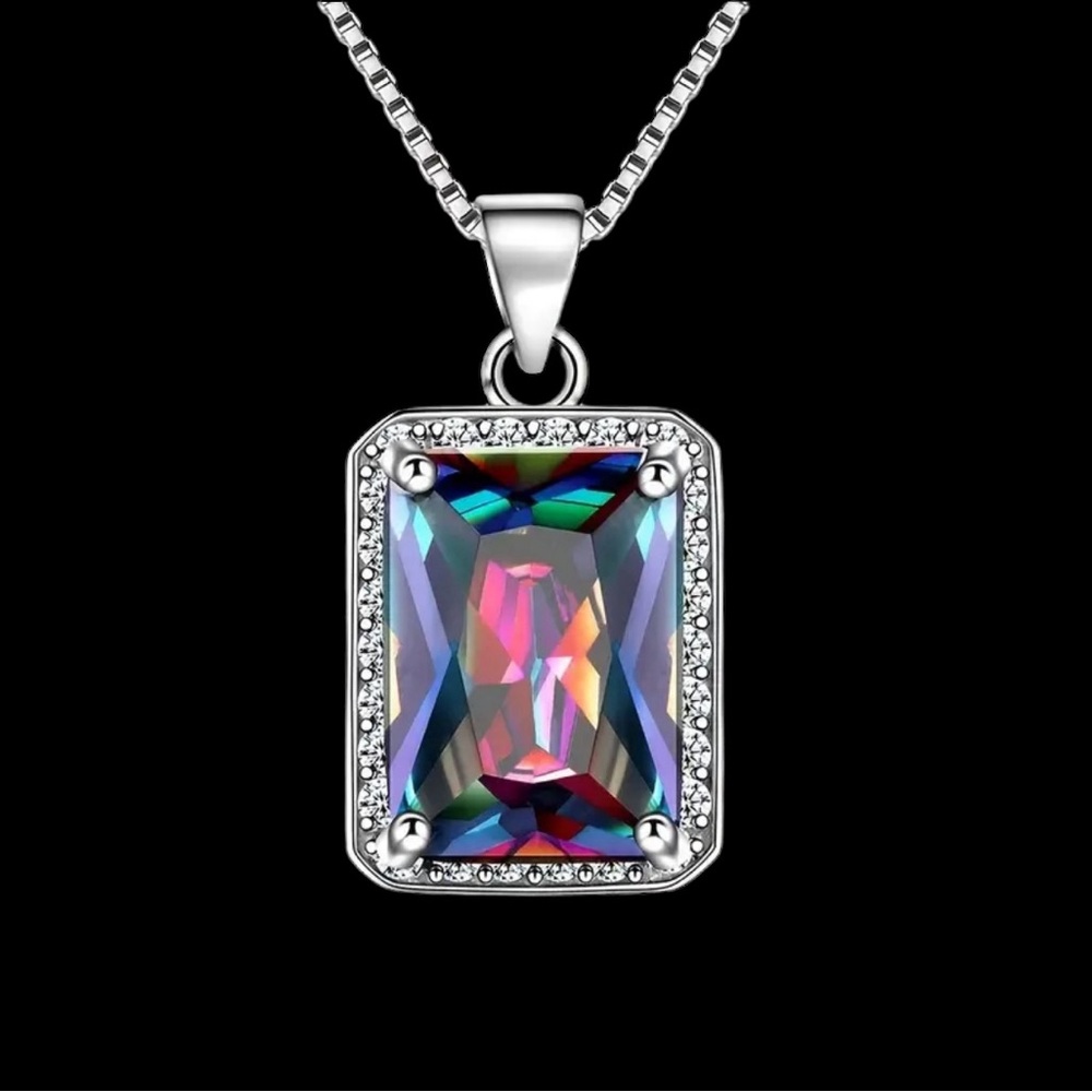 Aurora Borealis S925 Sterling silver pendant necklace. New. - Picture 4 of 13
